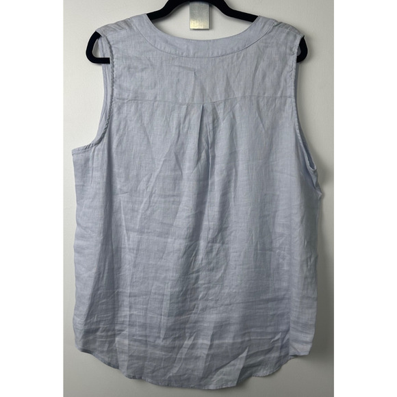 NEW Magaschoni Womens XL 100% Linen Button Popover Sleeveless $148 Lt. Blue A32 - Picture 5 of 7